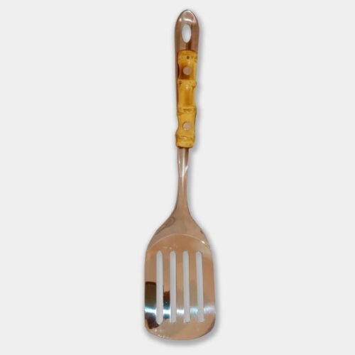 Espátula para fritura revestida com raiz de bambu natural marrom