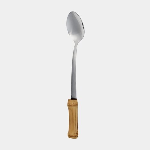 Colher de suco tipo ice tea com cabo de bambu natural