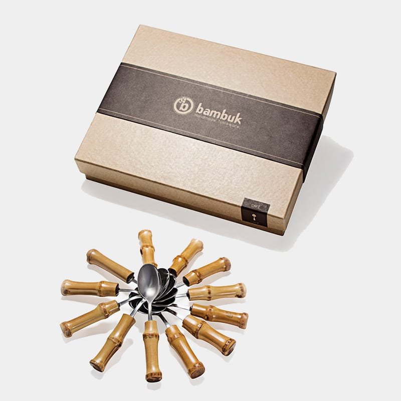 Conjunto de chá com cabo de bambu a|colher para cha