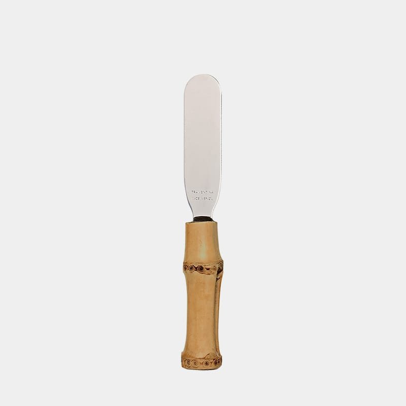 Espátula para pate com inox prateado da Tramontina com cabo de bambu natural marrom queimado|Espátula para pate