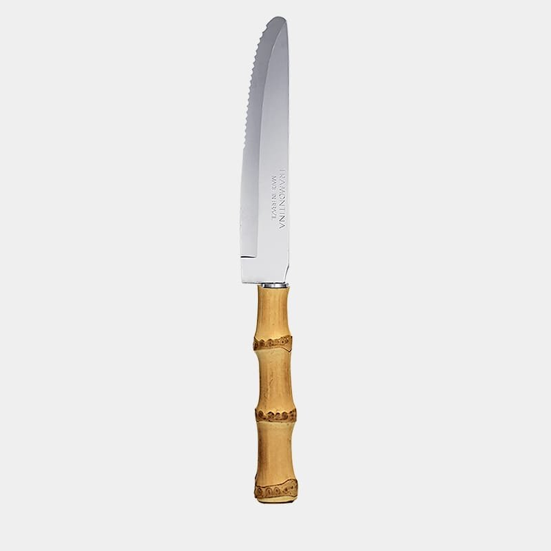 Faca de mesa tipo jumbo com cabo de bambu natural|faca jumbo para churrasco com cabo de bambu natural