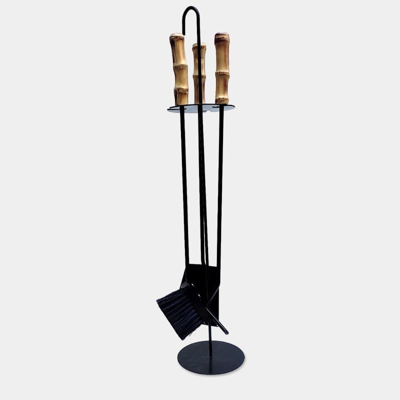 Kit para lareira com detalhes de bambu|Kit para lareira