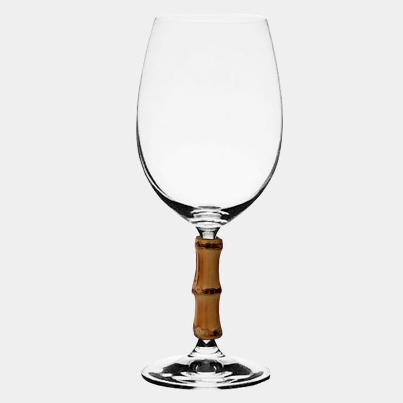 Taça vinho tinto com haste de bambu